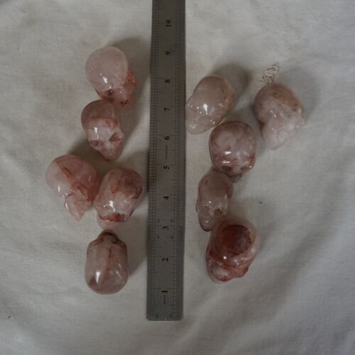 20 Pieces 1.8kg Small Natural Red Hematoid Quartz Crystal Skull Carving Head Healing