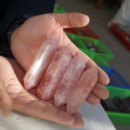 2KG 4.41LB 20Pcs Natural Pink Rose Quartz Crystal Double Points Wand Polished Healing