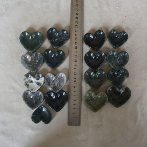 1KG 2.2LB 17Pcs Natural Moss Agate Carnelian Quartz Crystal Heart Palm Bowl Healing