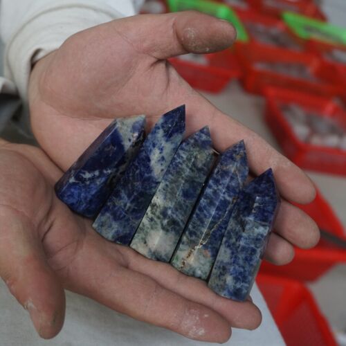 2kg 4.4LB 24Pcs Natural Blue Sodalite Crystal Point Tower Obelisk Polished Healing