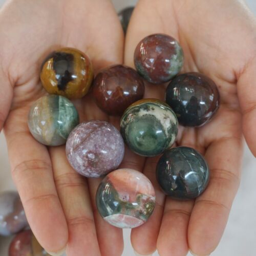 1KG 2.2LB 33Pcs Natural Ocean Jasper Onyx Quartz Crystal Sphere Ball Healing 26-29mm