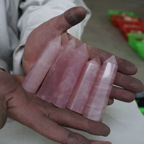 2KG 4.4LB 24Pcs Natural Nice Pink Rose Quartz Crystal Point Tower Polished Healing