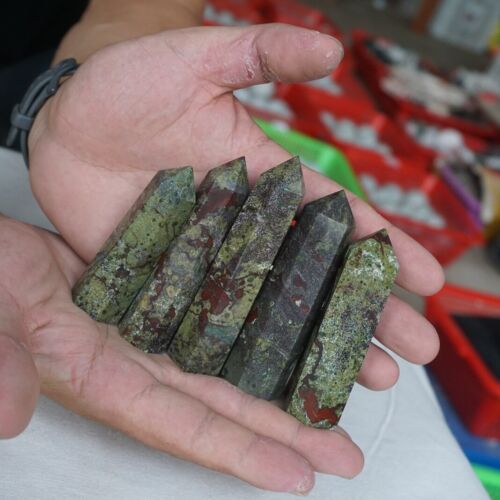 2.2LB 10Pcs Natural Dragon Blood Gem Stone Jasper Crystal Point Tower Healing