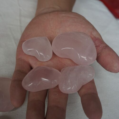 2.2LB 20Pcs Natural Pink Rose Quartz Crystal Heart Carved Palm Stone Healing