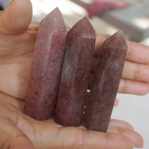 2KG 4.4LB 26Pcs Natural Red Strawberry Quartz Crystal Point Tower Fuchsite Healing