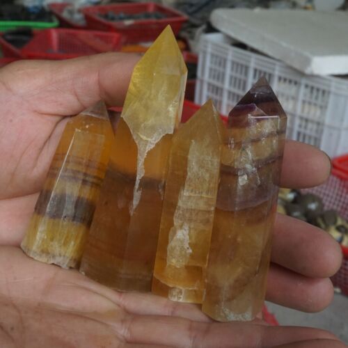 2KG 4.4LB 24Pcs Natural Yellow Fluorite Quartz Crystal Point Tower Healing Wholesale Price