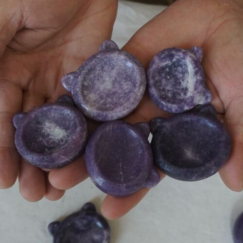 20Pcs 1.1KG 2.4LB Purple Mica Lepidolite Quartz Crystal Decompression Thumb Bowl Bulk