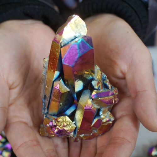 5KG 11LB 28Pcs Rainbow Aqua Aura Quartz Crystal Cluster Points Titanium Coating Bulk