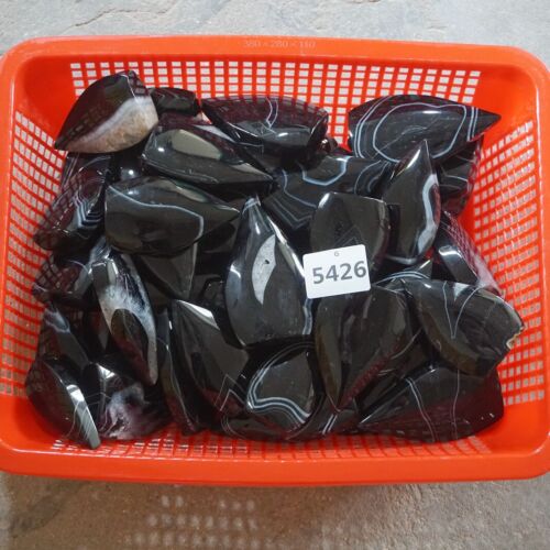 2.8KG 6LB 20Pcs Natural Black Carnelian Agate Crystal Point Flame Palm Stone Healing