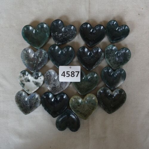 1KG 2.2LB 17Pcs Natural Moss Agate Carnelian Quartz Crystal Heart Palm Bowl Healing