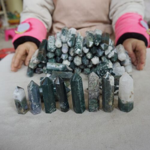 4.5KG 10LB 80Pcs Natural Moss Agate Carnelian Quartz Crystal Geode Tower Healing