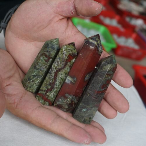 2.2LB 10Pcs Natural Dragon Blood Gem Stone Jasper Crystal Point Tower Healing