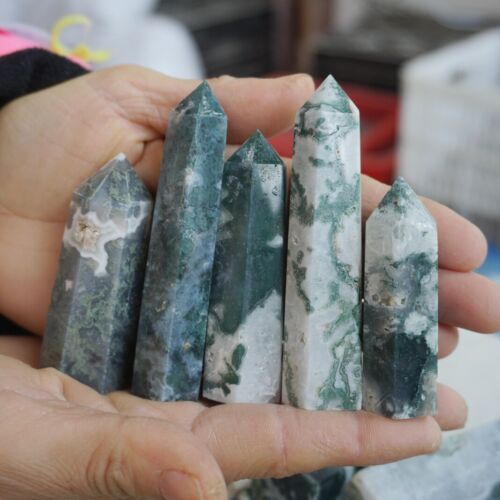 4.5KG 10LB 80Pcs Natural Moss Agate Carnelian Quartz Crystal Geode Tower Healing