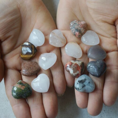 2Kg 4.4LB 360Pcs Tiny Natural Quartz Crystal Jasper Heart Mixed Stone Tumble Healing 2cm