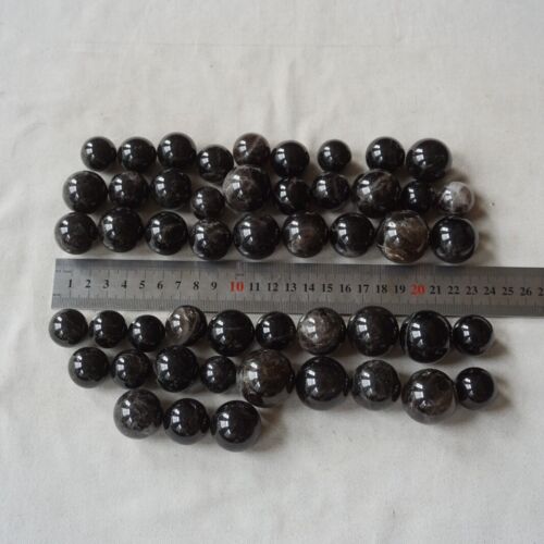 2.2LB 50Pcs Natural Black Dark Smoke Quartz Crystal Sphere Ball Polished Healing