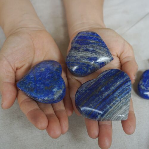 2KG 4.4LB 18Pcs Natural Lapis Lazuli & Pyrite Crystal Palm Stone Heart Carved Healing