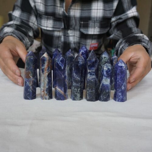 5KG 11LB 75Pcs Natural Blue Sodalite Crystal Point Tower Obelisk Polished Healing