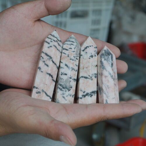 5KG 11LB 65Pcs Natural Pink Zebra Rock Jasper Crystal Point Tower Healing Sinkiang