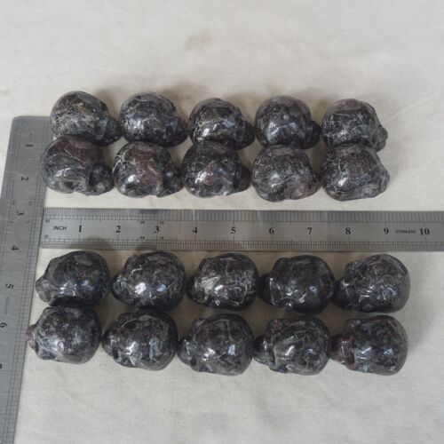 4.2LB 20Pcs 1.9kg Astrophylite Garnet Blue Flashes Crystal Skull Carving Head Healing 5cm