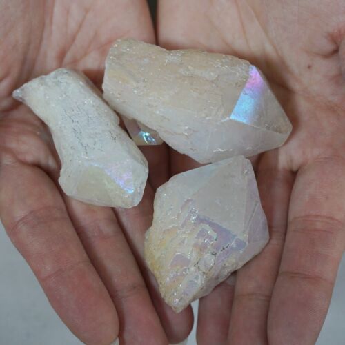 5KG 11LB 60Pcs Rainbow Aqua Aura Quartz Crystal Cluster Points Titanium Coating Bulk