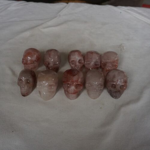 20 Pieces 1.8kg Small Natural Red Hematoid Quartz Crystal Skull Carving Head Healing