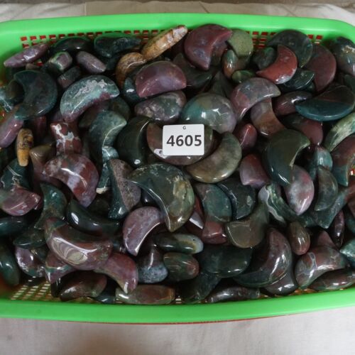 2KG 4.4LB 34Pcs Natural Ocean Jasper Onyx Quartz Crystal moon Carved Healing Bulk