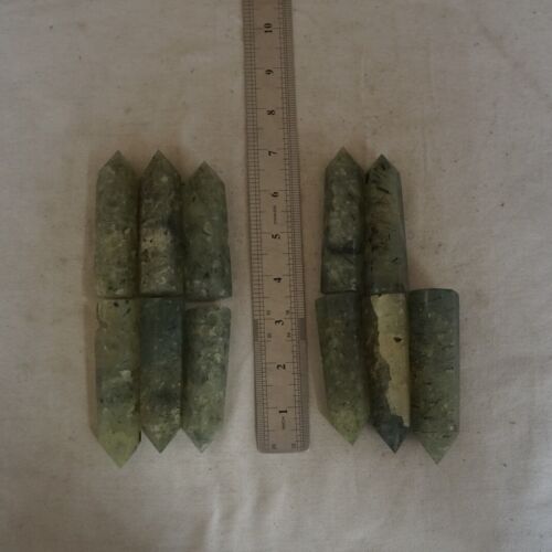 2KG 4.4LB 22Pcs Natural Green Prehnite & Black Hair Quartz Crystal Tower Points Healing