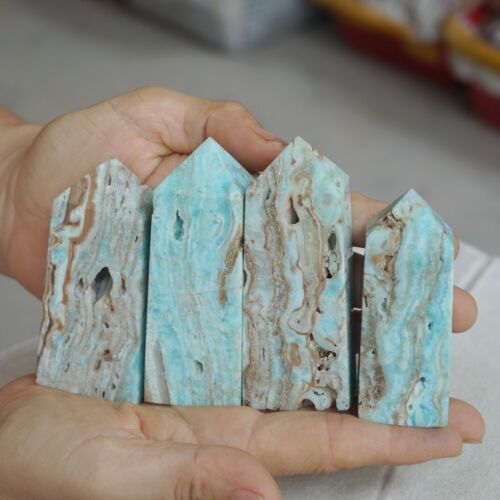 2KG 4.4LB 16Pcs Natural Blue Hemimorphite Quartz Crystal Geode Point Tower Healing