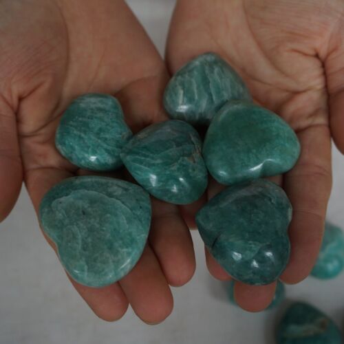 1KG 2.2LB 43Pcs Natural Green Amazonite Quartz Crystal Heart Palm stone Healing