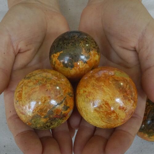 2kg 4.4LB 12Pcs Natural Realgar Ore Stone Crystal Sphere Ball Healing China Wholesale Price