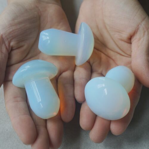 1.4KG 20Pcs 3LB White Opal Opalite Quartz Crystal Mushroom Carving Palm Healing 5cm