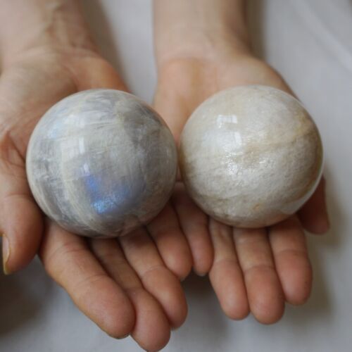 5KG 11LB 18Pcs Natural Blue Rainbow Moonstone Belomorite Crystal Sphere Ball Healing