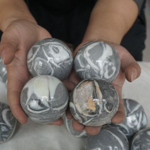 6kg 13LB 15Pcs Natural Shell Stone Thousand Eye Jasper Crystal Sphere Ball Healing