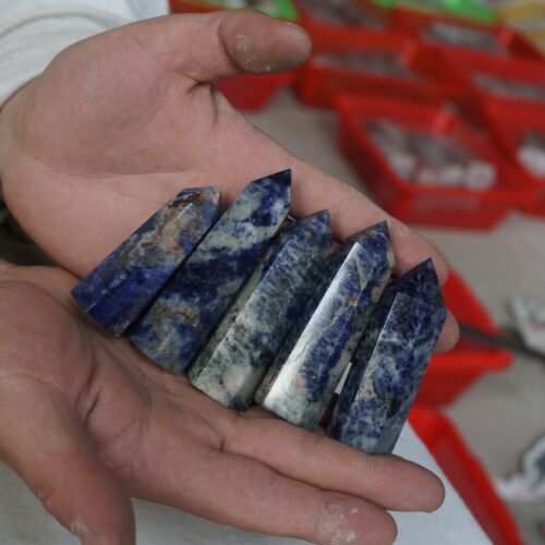 2kg 4.4LB 24Pcs Natural Blue Sodalite Crystal Point Tower Obelisk Polished Healing