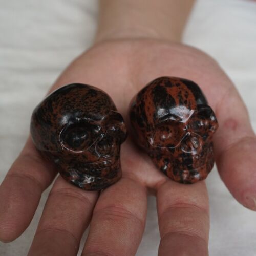 20Pcs 3.4LB Natural Mahogany Obsidian Quartz Crystal Skull Carving Head Healing