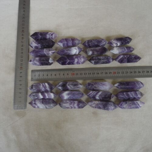 2KG 4.4LB 50Pcs Natural Phantom Chevron Amethyst Crystal Double Point Wand Healing