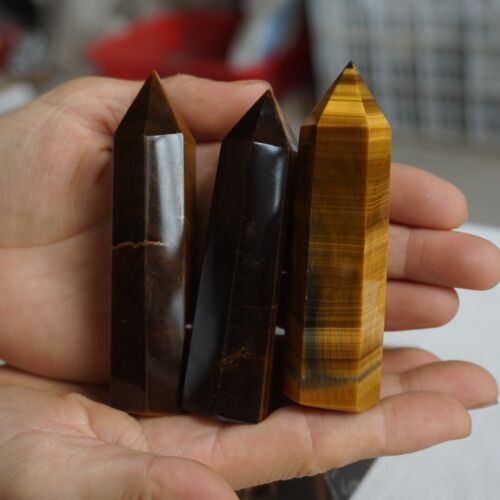 24Pcs 2KG 4.4LB Natural Yellow Tiger Eye Quartz Crystal Point Tower Polished Healing