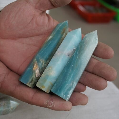 2kg 4.4LB 24Pcs Natural Blue Amazonite Quartz Crystal Points Tower Wand Healing