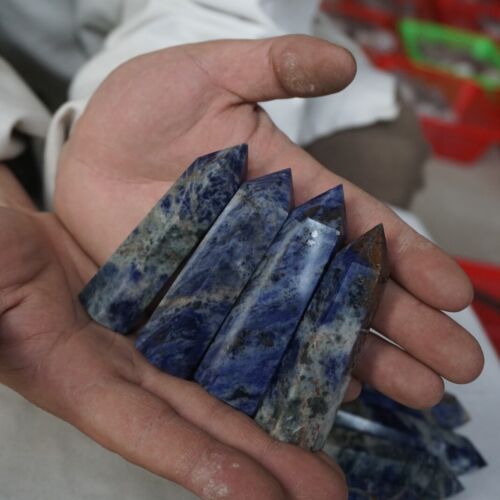 2kg 4.4LB 24Pcs Natural Blue Sodalite Crystal Point Tower Obelisk Polished Healing