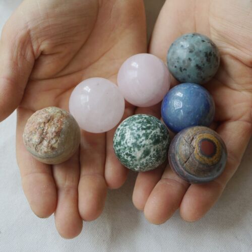 2Kg 4.4LB 54Pcs Natural Quartz Crystal Jasper Sphere Ball Mixed Stone Tumble Healing 3cm