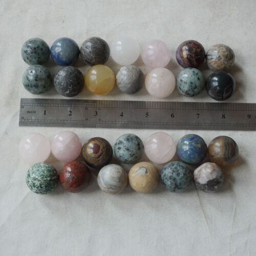 2Kg 4.4LB 54Pcs Natural Quartz Crystal Jasper Sphere Ball Mixed Stone Tumble Healing 3cm