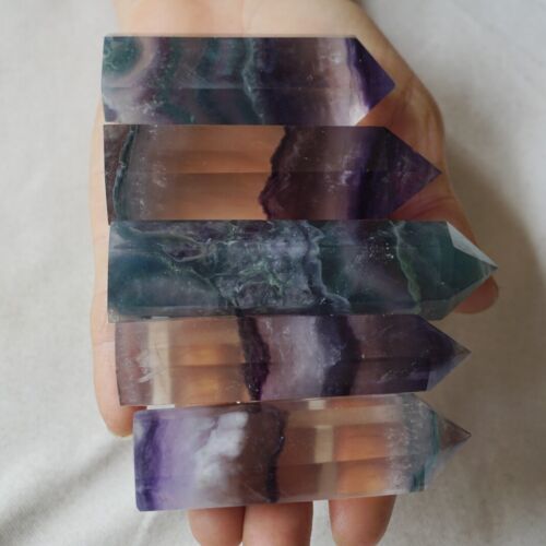 4.4LB 2KG 24Pcs Natural Rainbow Fluorite Quartz Crystal Point Tower Polished Healing