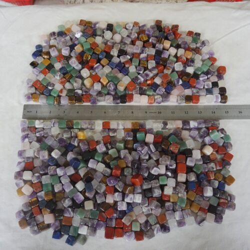 5KG 11LB 870Pcs Tiny Natural Quartz Crystal Jasper Square Mixed Gem Tumbled Stones Healing