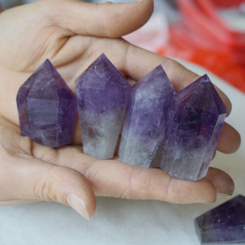 2KG 4.4LB 56Pcs Natural Purple Amethyst Quartz Crystal Point Tower Polished Healing