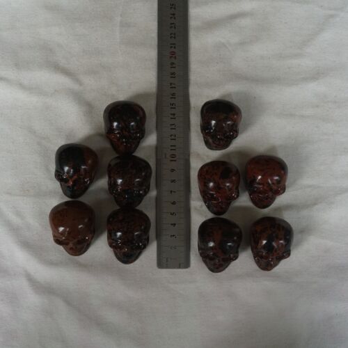 20Pcs 3.4LB Natural Mahogany Obsidian Quartz Crystal Skull Carving Head Healing