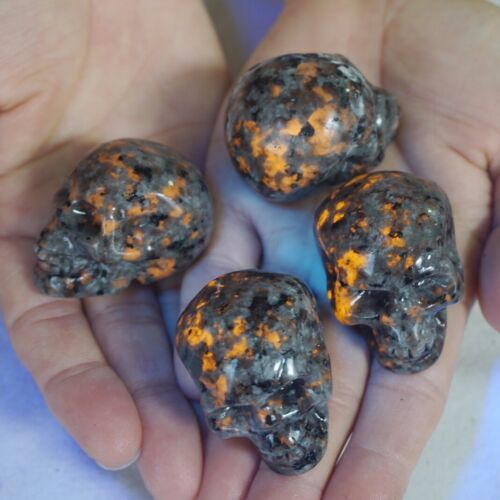 2.4LB 20Pcs Small Yooperlite Fire Stone Crystal Skull Flashing Flame Under UV