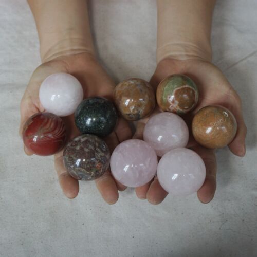 5Kg 56Pcs Natural Quartz Crystal Jasper Sphere Ball Mixed Stone Tumbles Healing 35-40cm