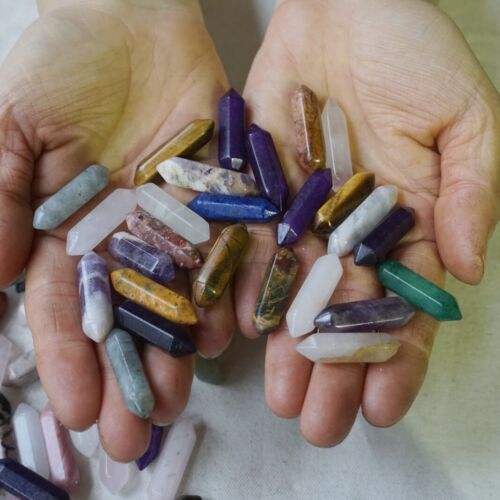 2KG 4.4LB 520Pcs Tiny Quartz Crystal Jasper Double Point Wand Mixed Stones Tumbled Healing