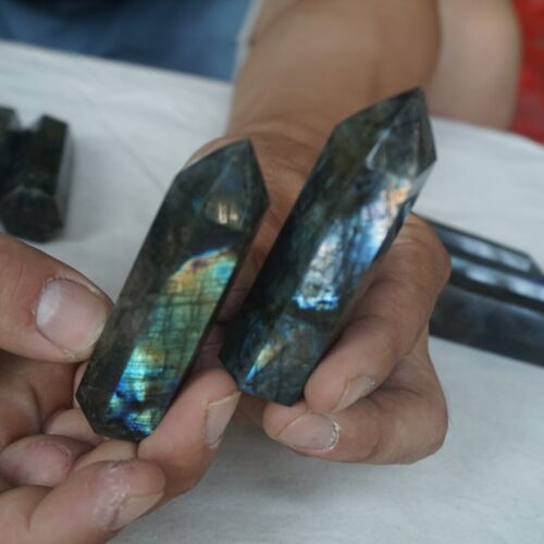 2kg 4.4LB 28Pcs Natural Rainbow Labradorite Crystal Point Tower Polished Healing