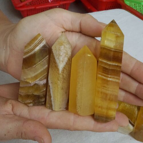 5KG 11LB 65Pcs Natural Yellow Fluorite Quartz Crystal Point Tower Healing Wholesale Lot